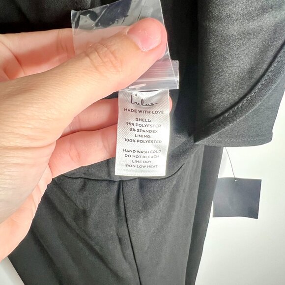 Lulus Elegant Flair Black Ruffled Wide-Leg Halter Jumpsuit Wedding Party M NWT - Picture 5 of 7